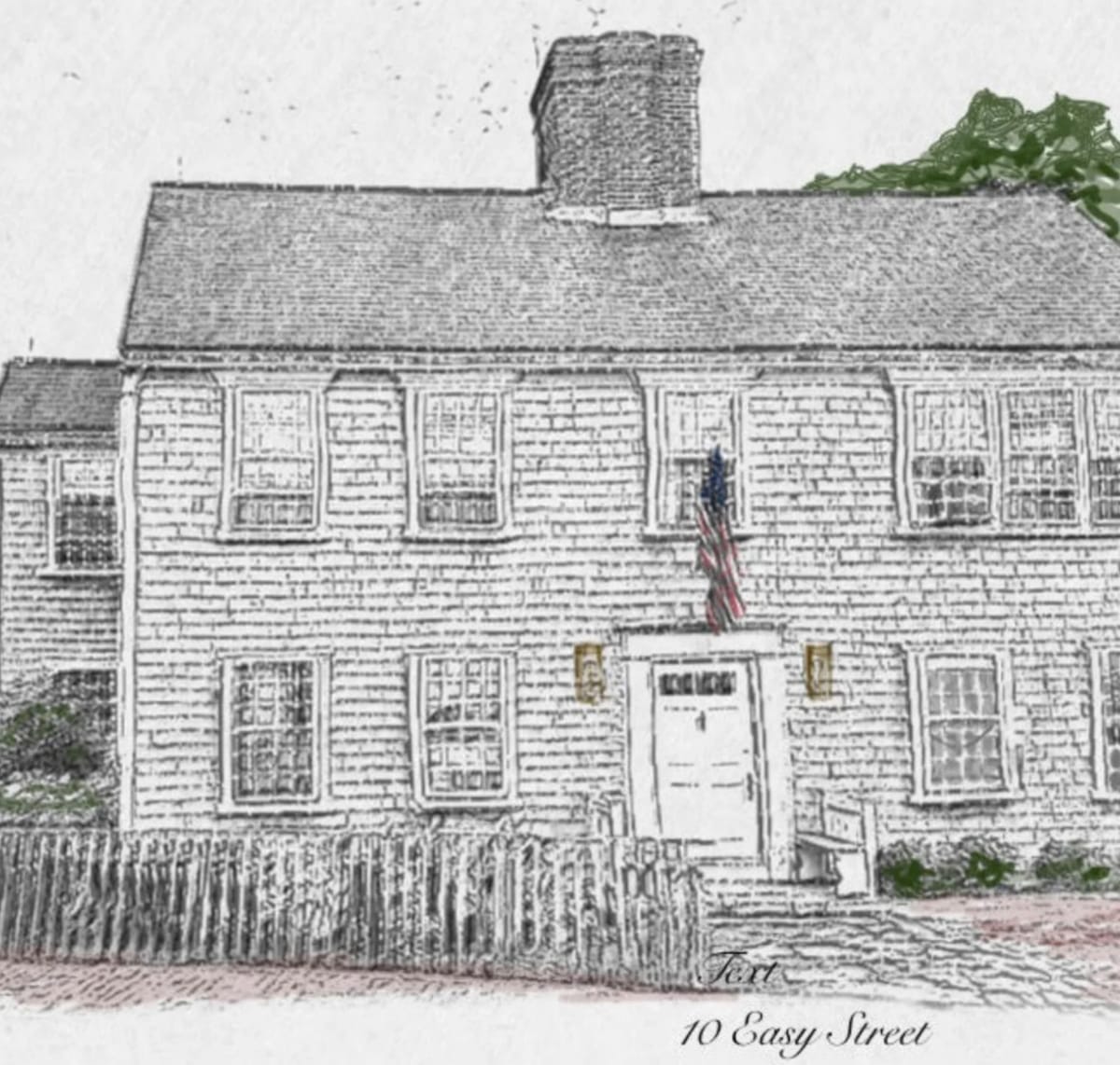 Pencil sketch of the house at 10 Easy Street