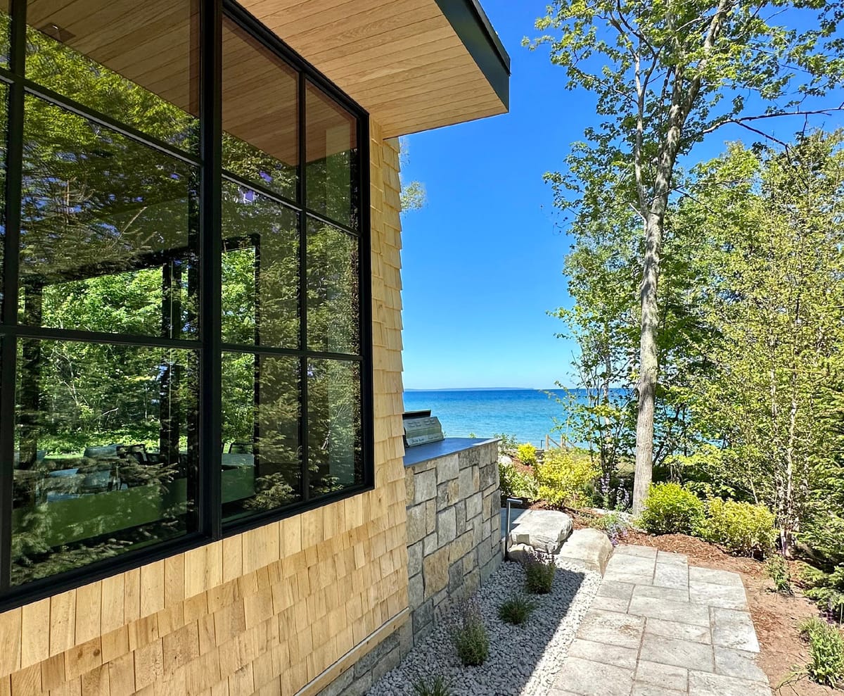 Corner window looking out to the lake