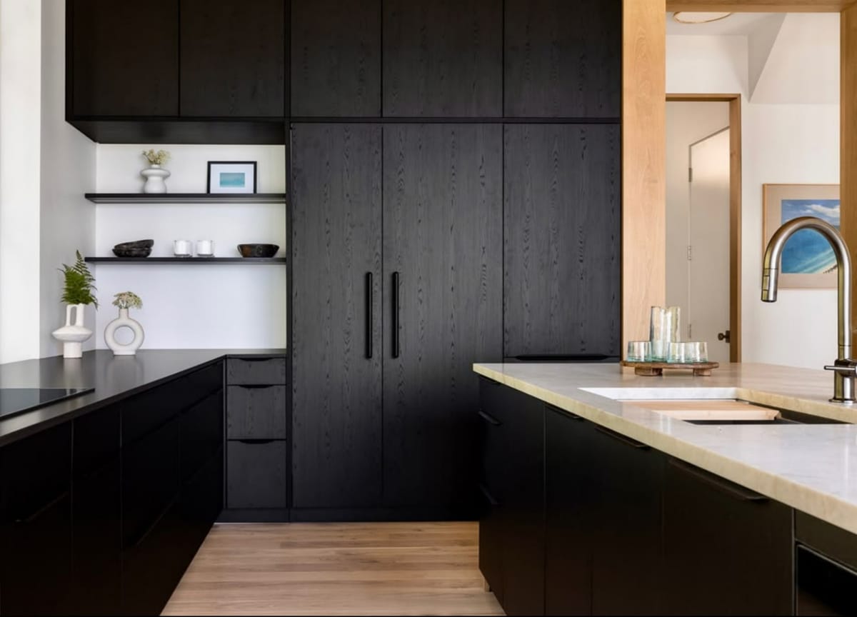 Black oak kitchen cabinetry