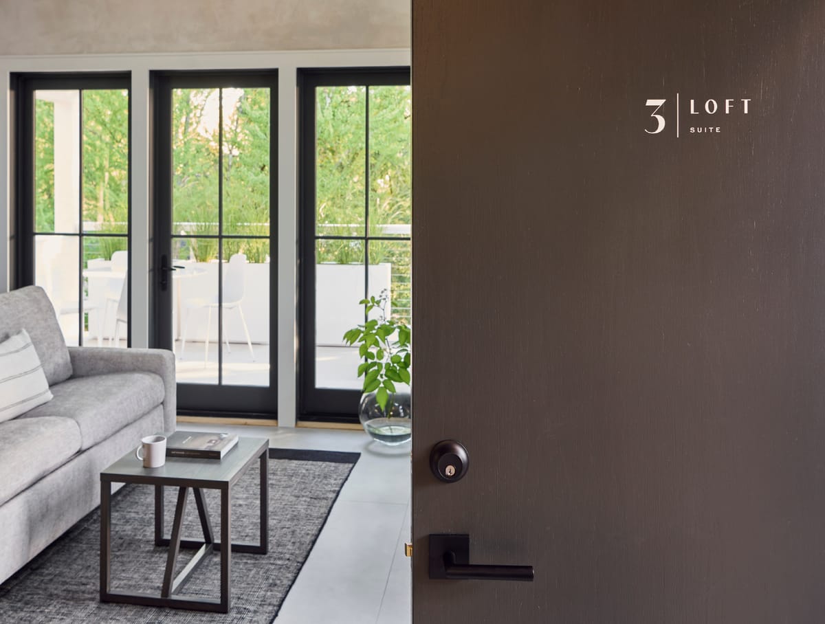 Loft living room and door
